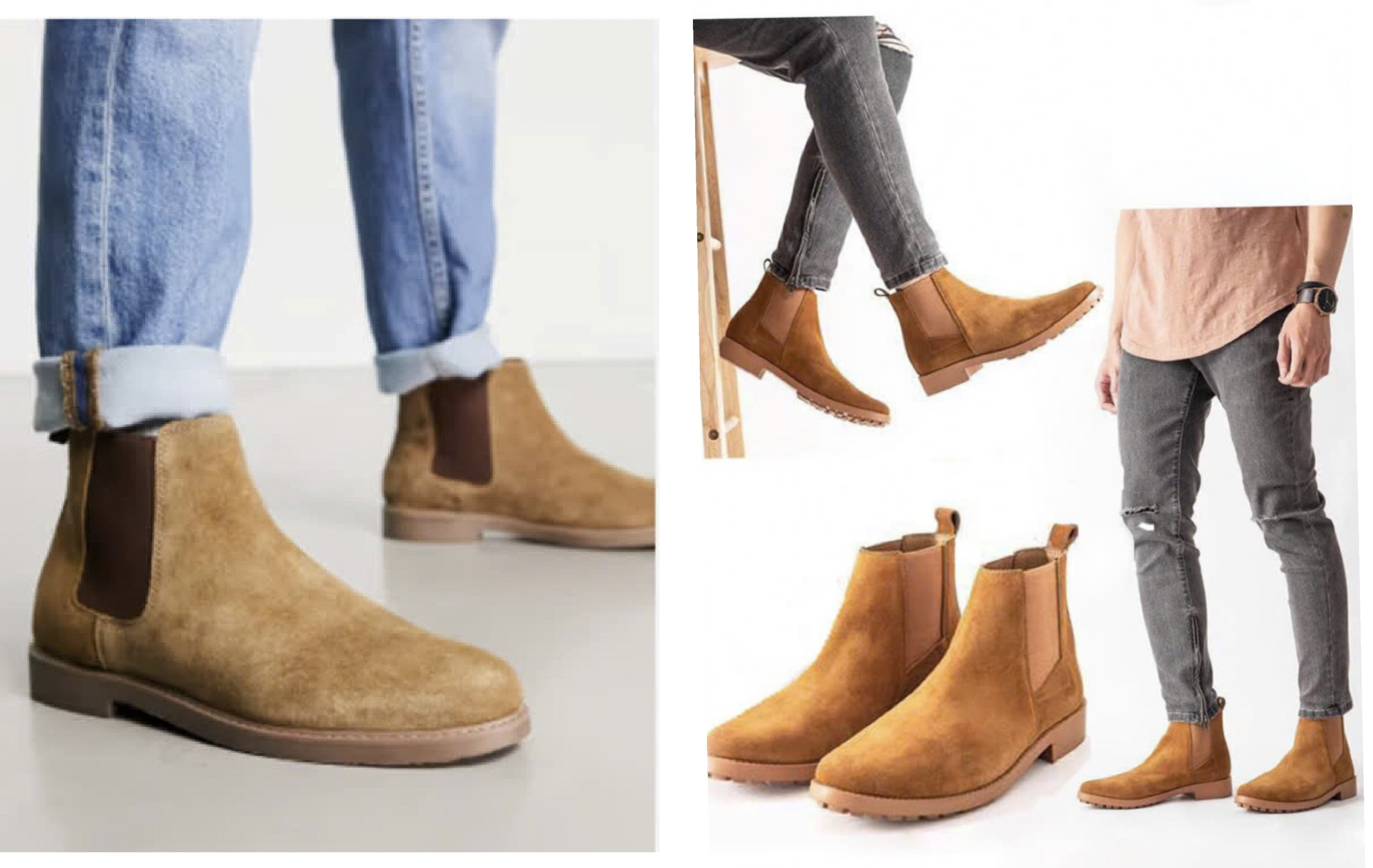 Phối giày Chelsea Boot da lộn với jeans phong cách casual
